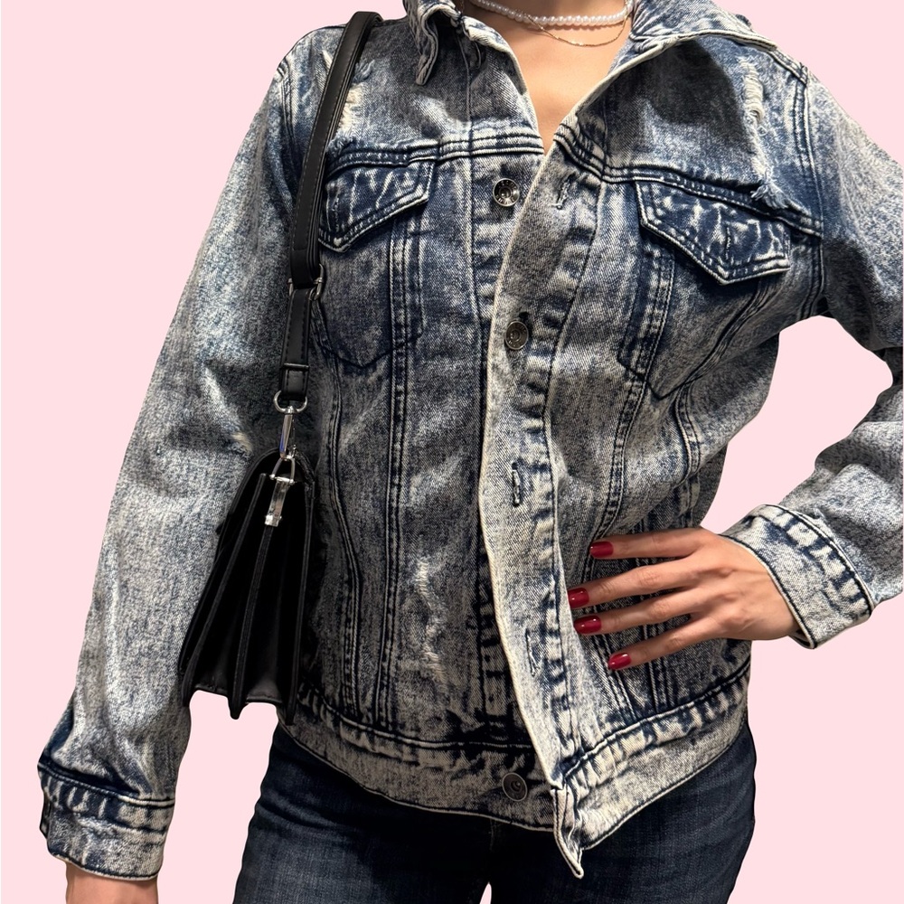 Denim Jacket with Black Accents